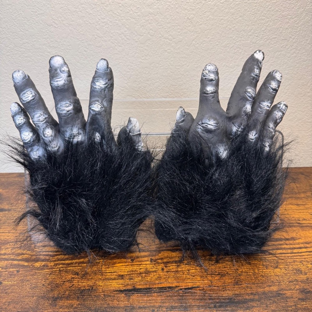 Vintage Gorilla Ape Costume Gloves 1990s Furry Monster Hands Halloween Flaw